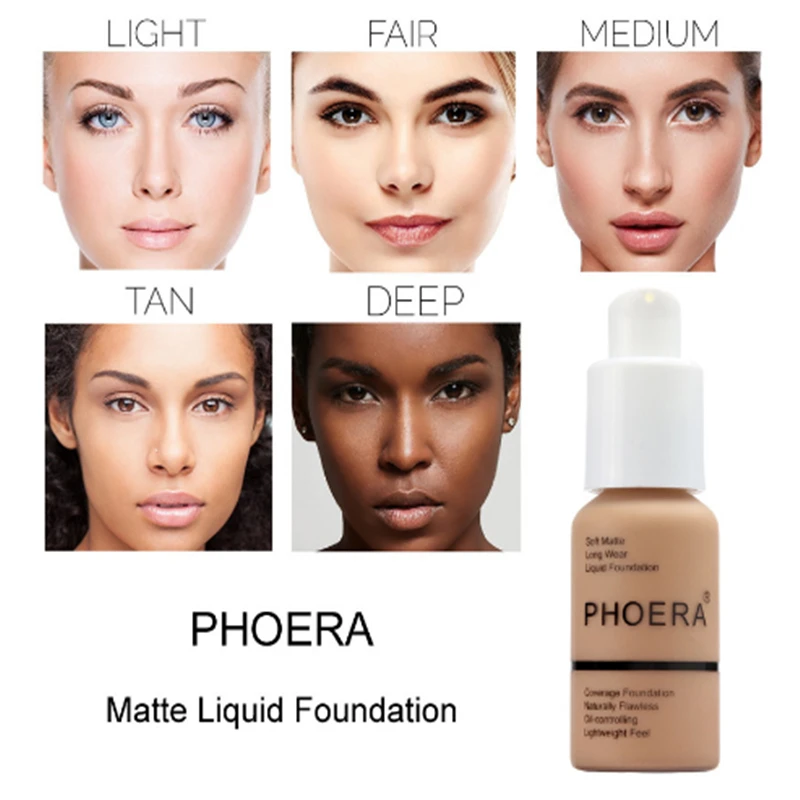 PHOERA beauty, новинка, 30 мл, тональный крем, мягкий, матовый, для длительного ношения, контроль жирности, консилер, Жидкий тональный крем, Модный женский макияж