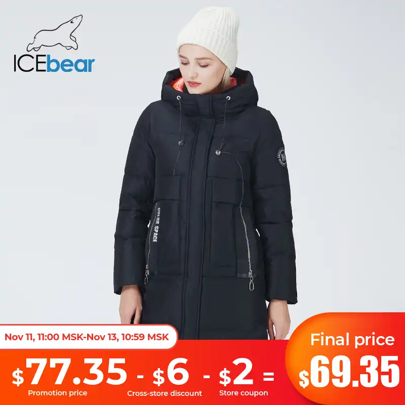 ICEbear 2021 женское пальто зимняя женская ветрозащитная и теплая куртка средней