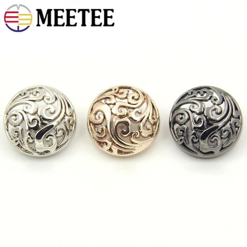 Meetee 30 шт 15/18/20/22/25 мм высокого качества открытые металлические кнопки Для мужчин костюмы кнопки для Костюмы Швейные аксессуары ручной работы D7-3