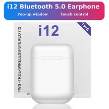 i12 TWS Беспроводная bluetooth-гарнитура V5.0 спортивные наушники с защитой от пота сенсорные Портативные наушники для i10 i20 tws
