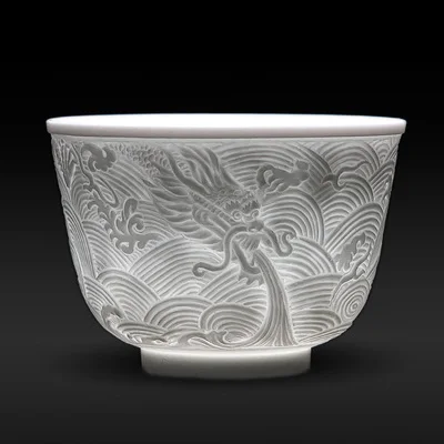 Китайский стиль 12 Благоприятный Зодиак керамические резинки 3D чайная чашка кунг-фу чай пуэр фарфоровая чайная чашка набор чайная церемония подарки 100 мл - Цвет: Dragon