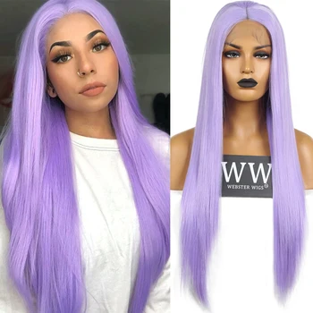 

FANXITON Purple Color Silky Straight Long Hair Wig Free Part Synthetic 13x4 Lace Front Wigs For Women Natural Hairline
