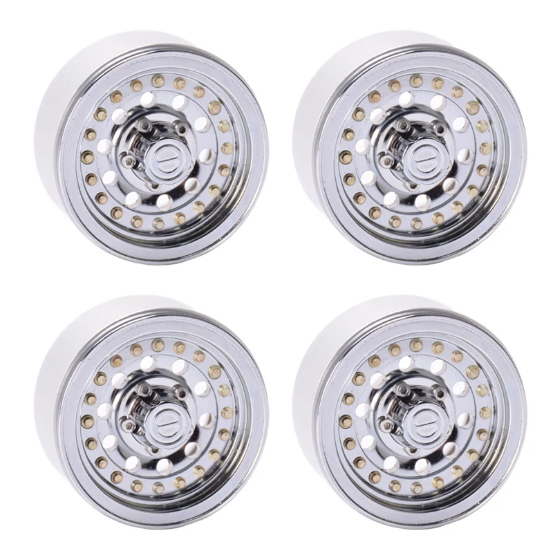 

Hot 3C-4Pcs Matte Silver 1.9 Beadlock Wheels Rims for 1/10 RC Crawler Axial SCX10 II 90046 TRX4 D90