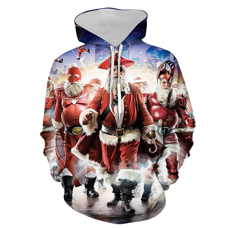 Unisex Christmas Santa Claus Pullover Hoodies Sweatshirts Long Sleeve Hoodies Costumes 3D printed men women hoodies Sweatshirts