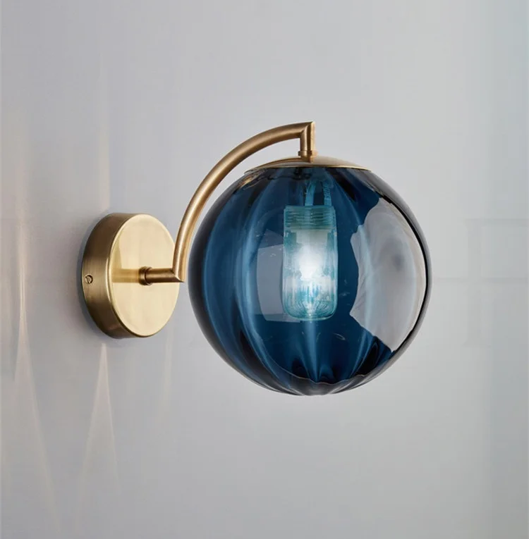 IWHD скандинавском стиле стеклянный шар настенный светильник для спальни рядом с зеркалом лестницы железный металлический современный светодиодный настенный светильник для домашнего освещения Wandlamp