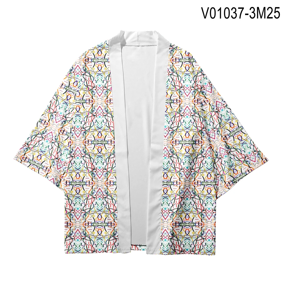 WAMNI японский Haori Yukata T рубашка-кимоно летняя 3D рубашка куртка с изображением самурая Забавный красивый цветок рукав летучая мышь Кимоно Кардиган для мужчин - Цвет: V01037