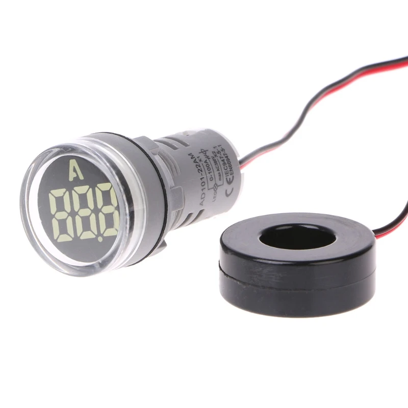 AC220V 22mm Digital Ammeter 0-100A Current Monitor Meter Signal Lamp Amperemeter dial gauge Measurement & Analysis Tools