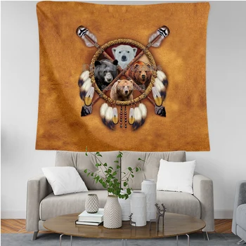 

Bear Totem/Native Indian 3D Printing Tapestrying Rectangular Home Decor Wall Hanging New style 3