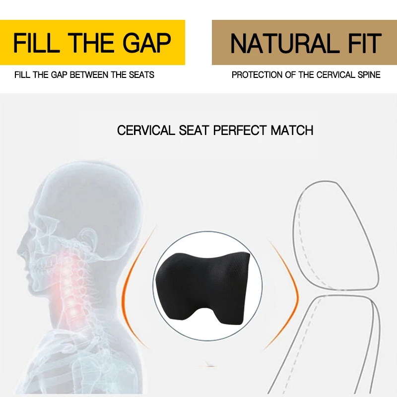 Автомобильная подушка для шеи с объемным эффектом Памяти, регулируемая подушка для головы, Автомобильный подголовник, подушка для путешествий, подушка для шеи, держатель, подушка для сиденья