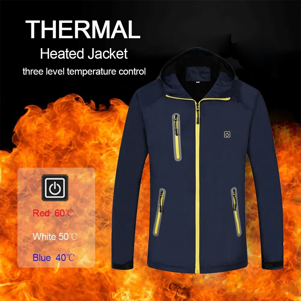 

USB Far-infrared Outdoor Sports Waterproof and Rechargeable Battery Powered Winter Heated Jacket for Ski