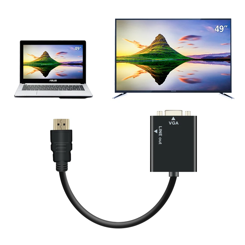 Новый Переходник VGA папа HDMI мама с аудиовыходом 1080P адаптер|Кабели HDMI| |