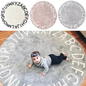 

Letter Round Area Rug Carpets Kids Baby Play Games Mat 120cm Anti Skid Living Room Bedroom Floor Home Decor
