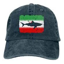 Винтажные мужские и женские бейсболки с изображением акулы и флага, бейсболки из окрашенной пряжи