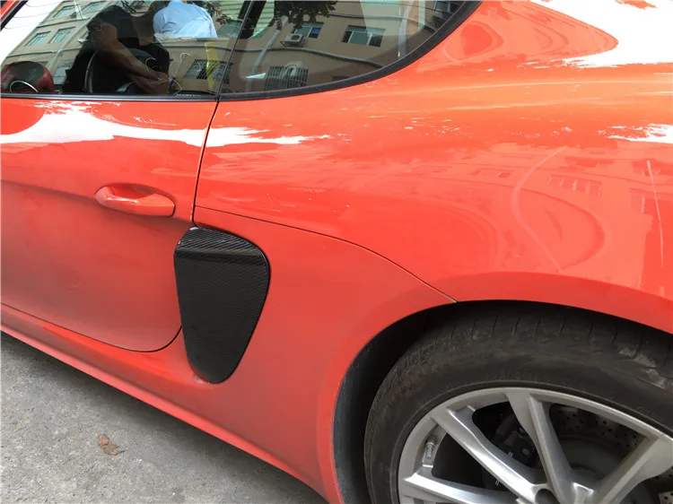 Реальные углеродного волокна боковые вентиляционные отверстия боковые Воздухозаборники вентиляционные отверстия подходят для Porsche 718 Boxster Cayman