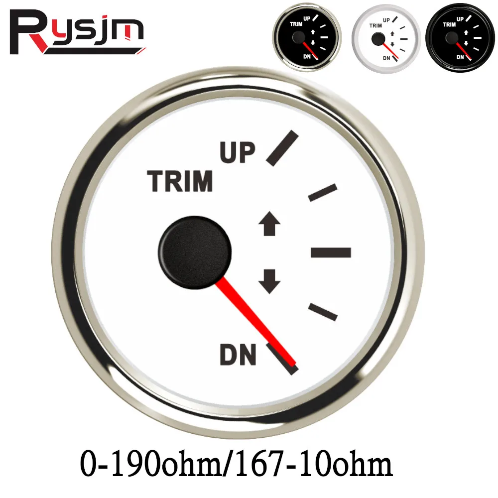 Calibre de 52mm hasta Dn Marine Boat Trim Gauge 0-190ohm 167-10ohm, medidores de ajuste con retroiluminación roja 9-32V para yate, accesorios para barcos