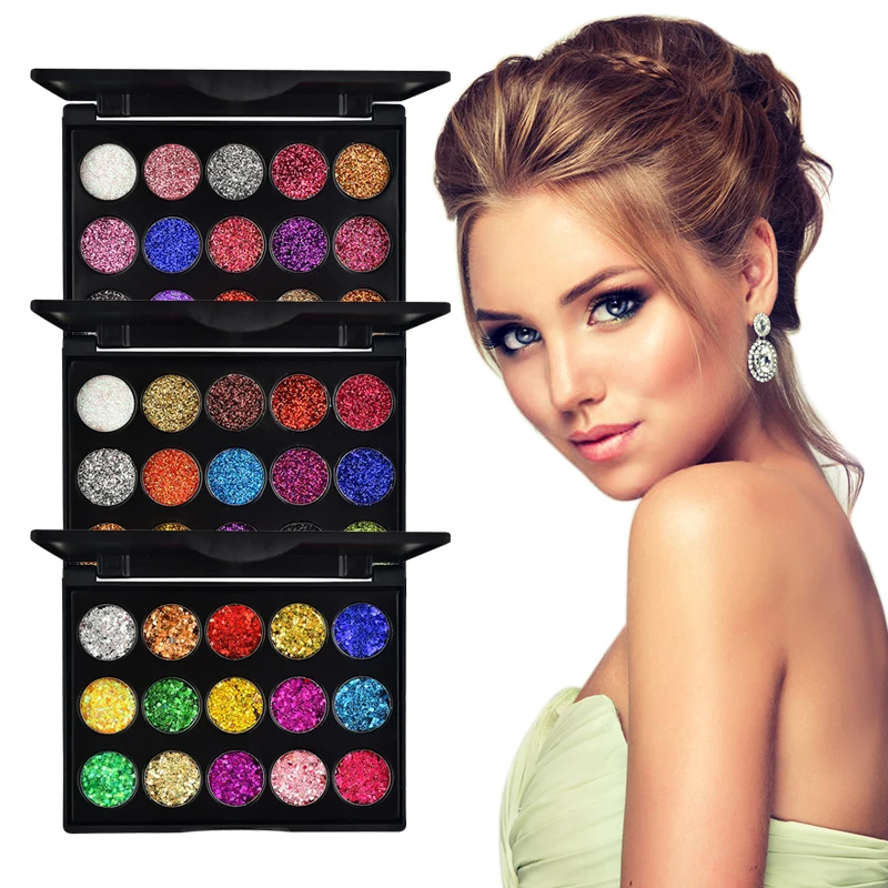 

TEAYASON 15 Color Diamond Sequins Eyeshadow Tray Glitter Powder Waterproof Eye Shadow Palette Stage Sequins Eye Makeup TSLM1