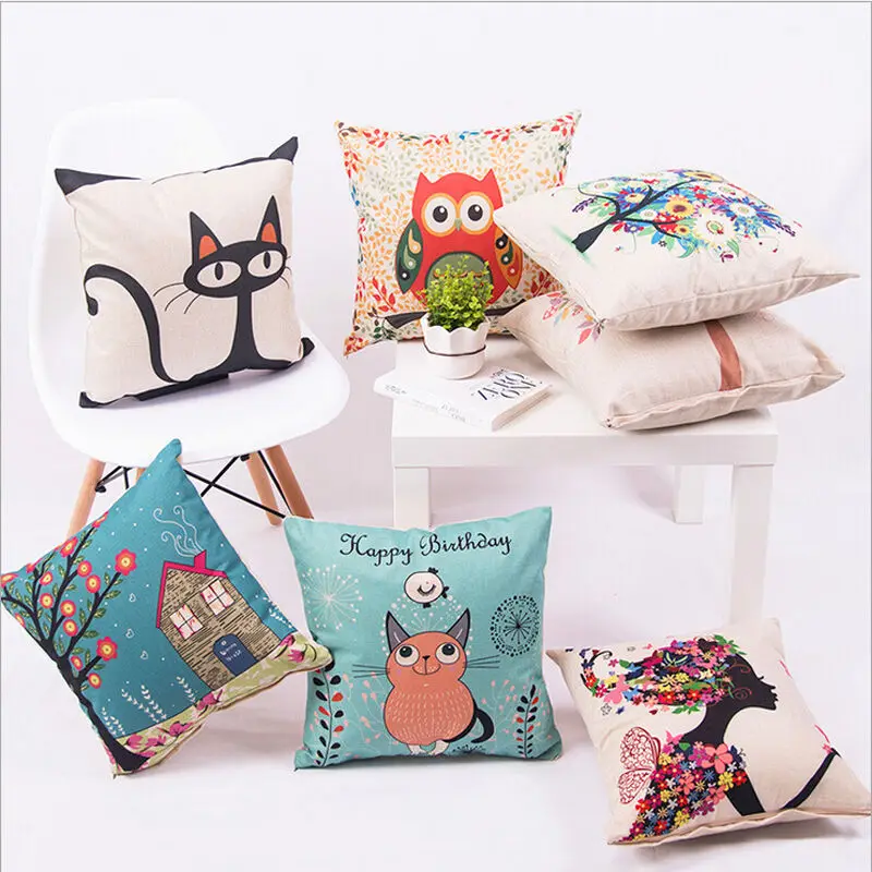 Art Animal Decorative 40*40cm Cushion Cover Linen Throw Pillow Car Home Decoration Decorative Pillowcase