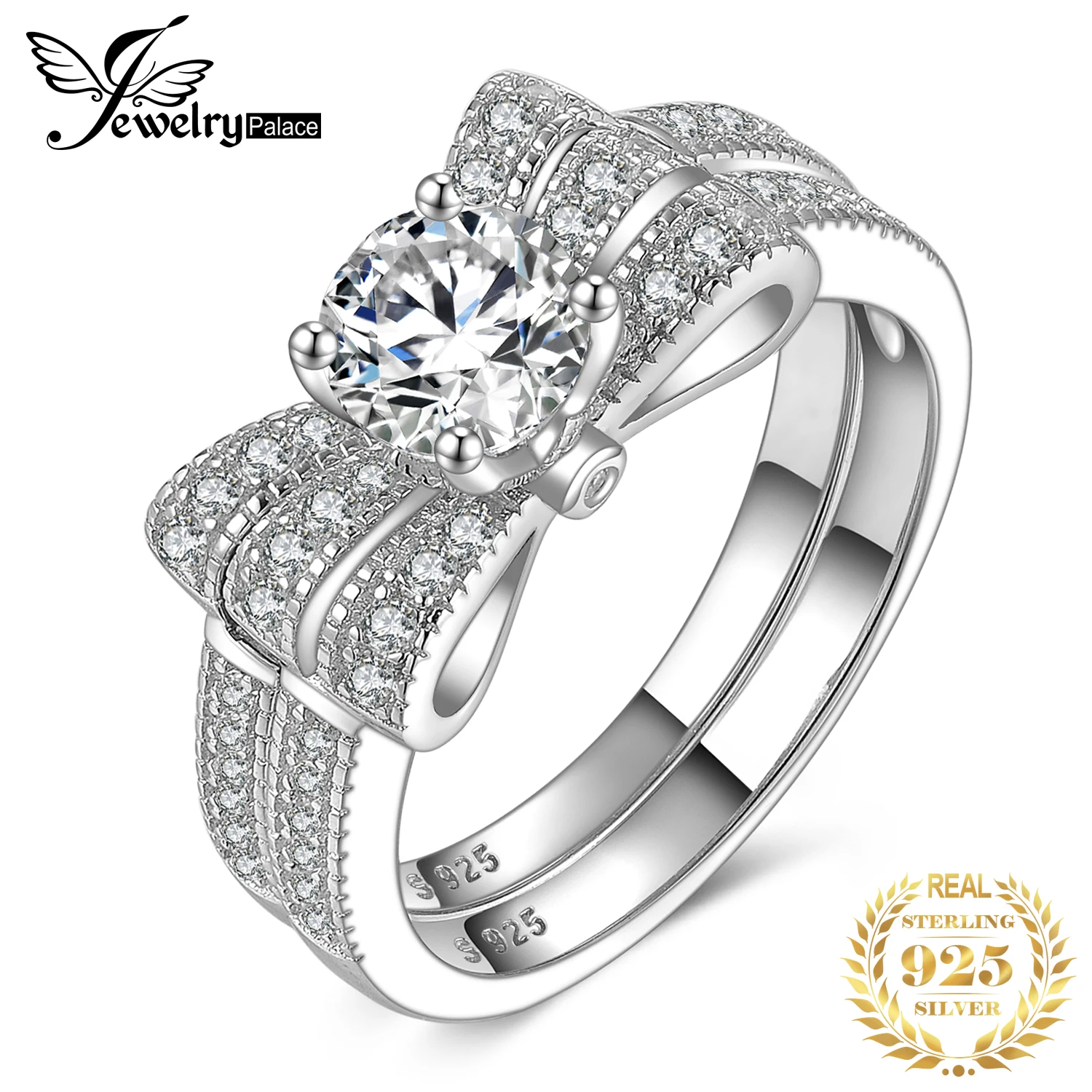 JewelryPalace круглый 1ct кубического циркония ленты бантом обручение обручальное