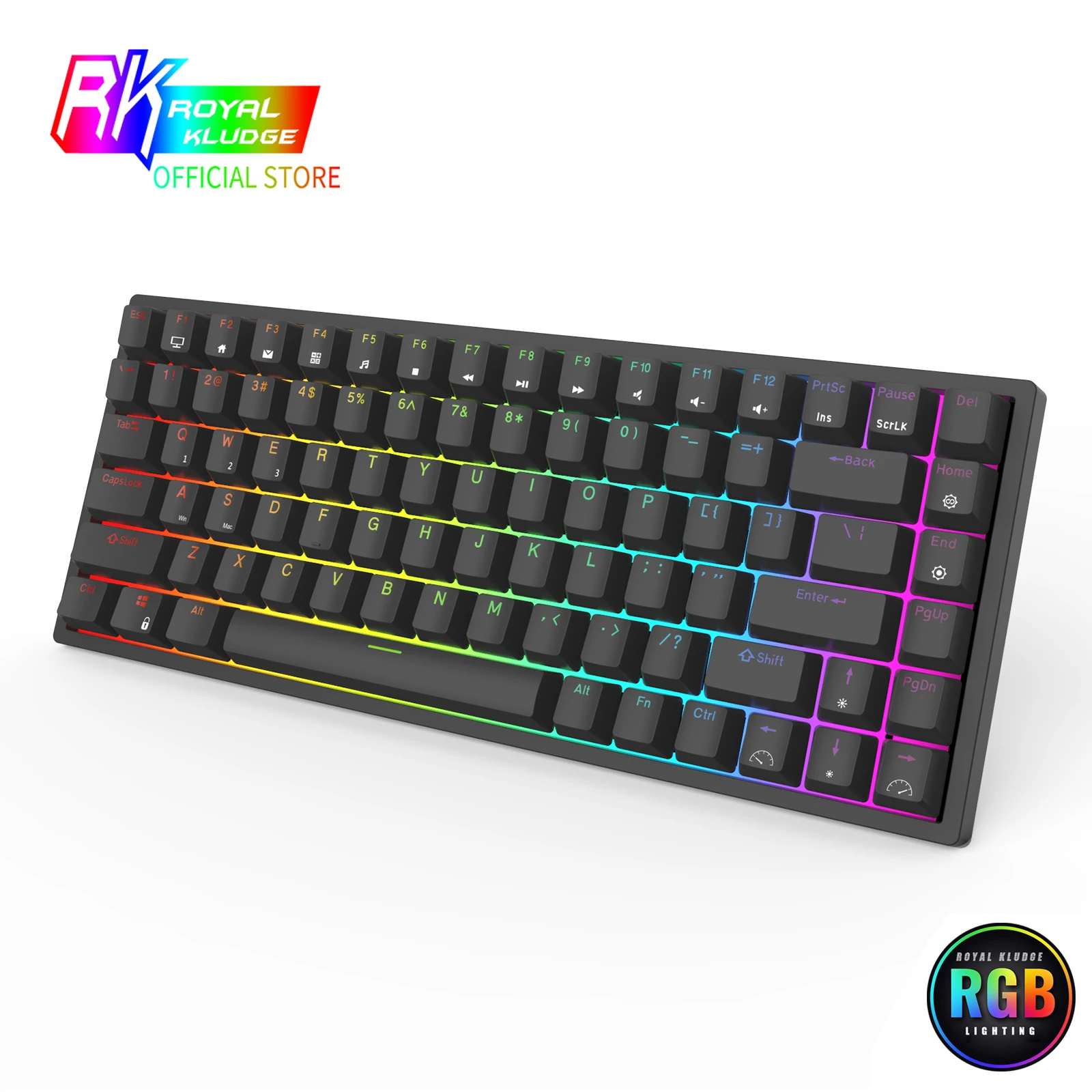 Three Modes Connectable Keyboard with Hot-Swappable Tactile Blue Switch RK ROYAL KLUDGE RK84 Wireless Bluetooth//2.4Ghz 80/% RGB Mechanical Gaming Keyboard