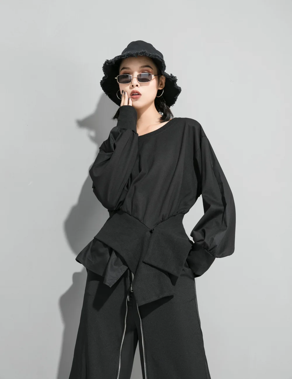 Autumn winter new shirt Women T-shirt long-sleeved tops Slim ribbed cross zipper bottoming shirt long-sleeved T-shirt female