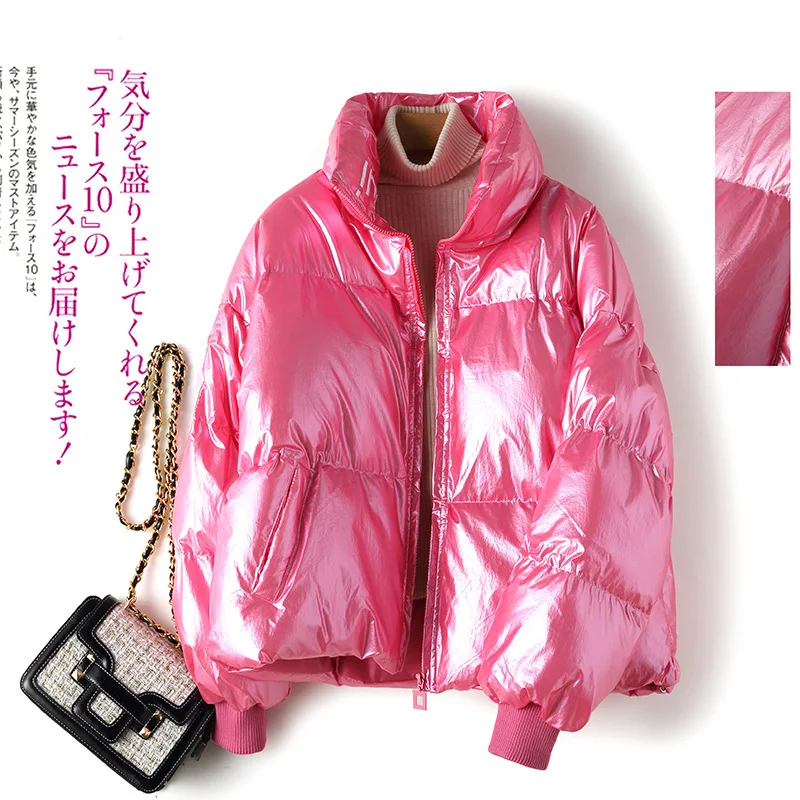 Женское пальто 2019 зимнее новое корейское свободное толстое короткое яркое