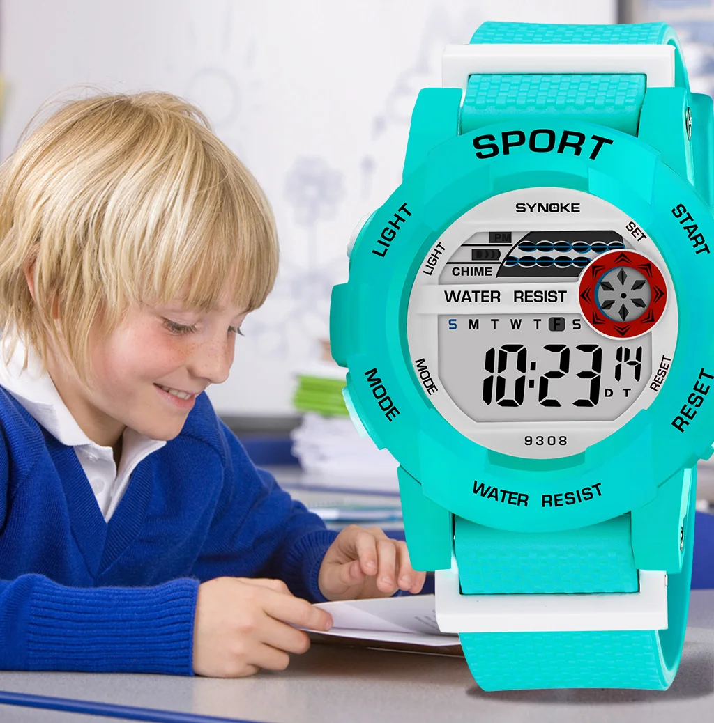 SYNOKE спортивные детские электронные часы, подарки для мальчиков и девочек, водонепроницаемый светодиодный наручные часы, электронные наручные часы, студенческие часы
