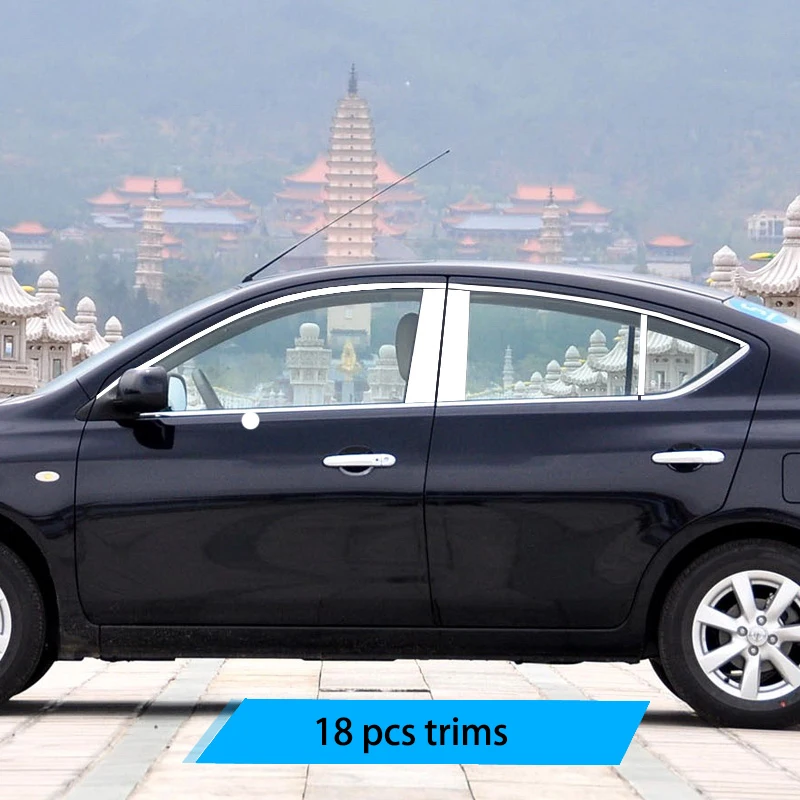Нержавеющая сталь окна автомобиля планки для nissan sunny 2011 2012 2013 N17 - Цвет: 18 pcs trims