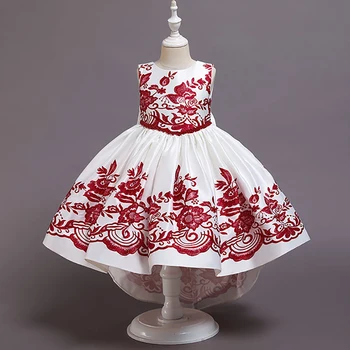

Flower girl Princess Birthday Party backless bow tie tuxedo girl graduation ceremony communion embroidered dress vestidos de