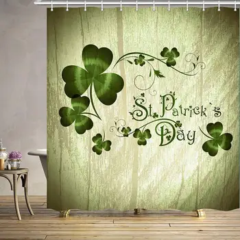 

St Patrick's Day Shower Curtain Celtic Irish Clover Shamrock Celebration Waterproof Bathroom Decor Polyester Fabric Bath