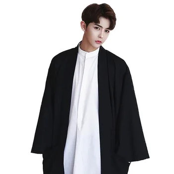 

Dark Fashion Long Trench Coat Men Steam Punk Gothic Cloak Men Bat-wing Sleeve Overcoat Loose Designer Hair Stylist Windbreaker