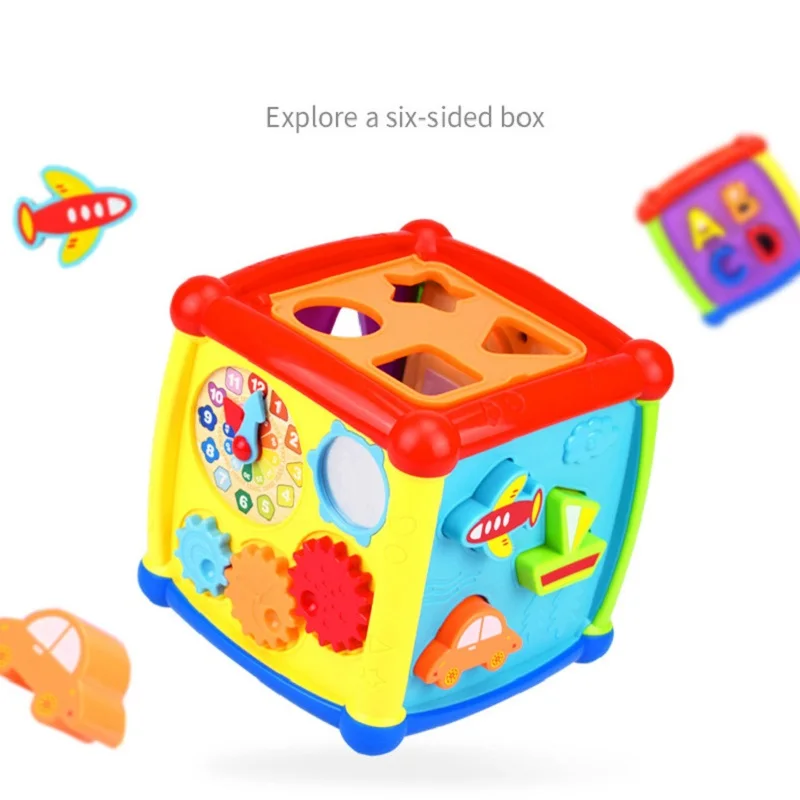 Children Multifunctional Learning Cube Toys KIDS Early Educational Clock Sort Six-side Box Puzzle Box Jouet Gift