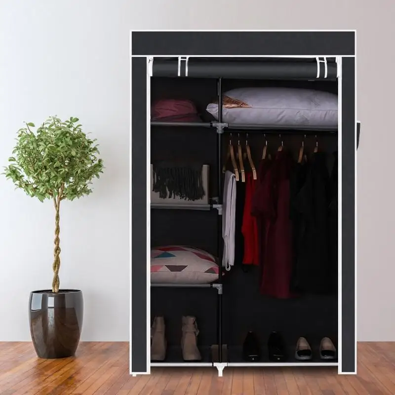 

64 inch Non-Woven Fabric Cabinet Rack Closet Storage Organizer with Shelves