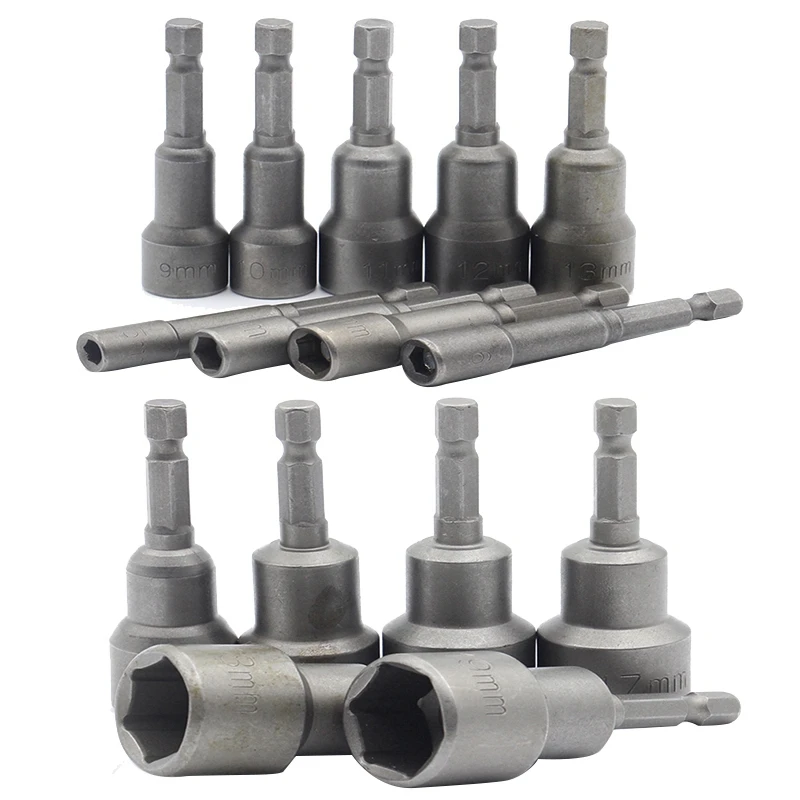 

Professional Magnetic Nut Driver Set Metric Socket 1/4 Inch Hex Shank Impact Drill Bit Adapter For Power Tools 15 Pcs 5 Mm~19 Mm