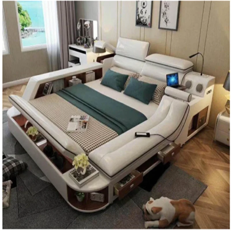 multifunctional king size bed massage leather double bedBeds AliExpress