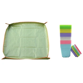 

30x 3Inch Multi Color Square Plastic Plant Pots,Seedling Nursery Transplanting & 1x Planting Potted Mat