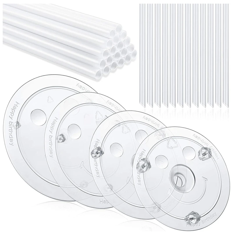 20 Pieces White Plastic Cake Sticks Support Rods with 4 Separator Plates Cakes and 12 Clear Promotion | Дом и сад