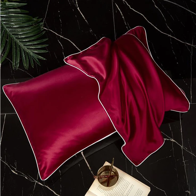 Чехол для подушки из шелка тутового шелкопряда, высококачественный чехол для подушки, 1 Наволочка, Шелковый чехол для подушки 48 см* 74 см, 9 цветов на выбор - Цвет: Красный