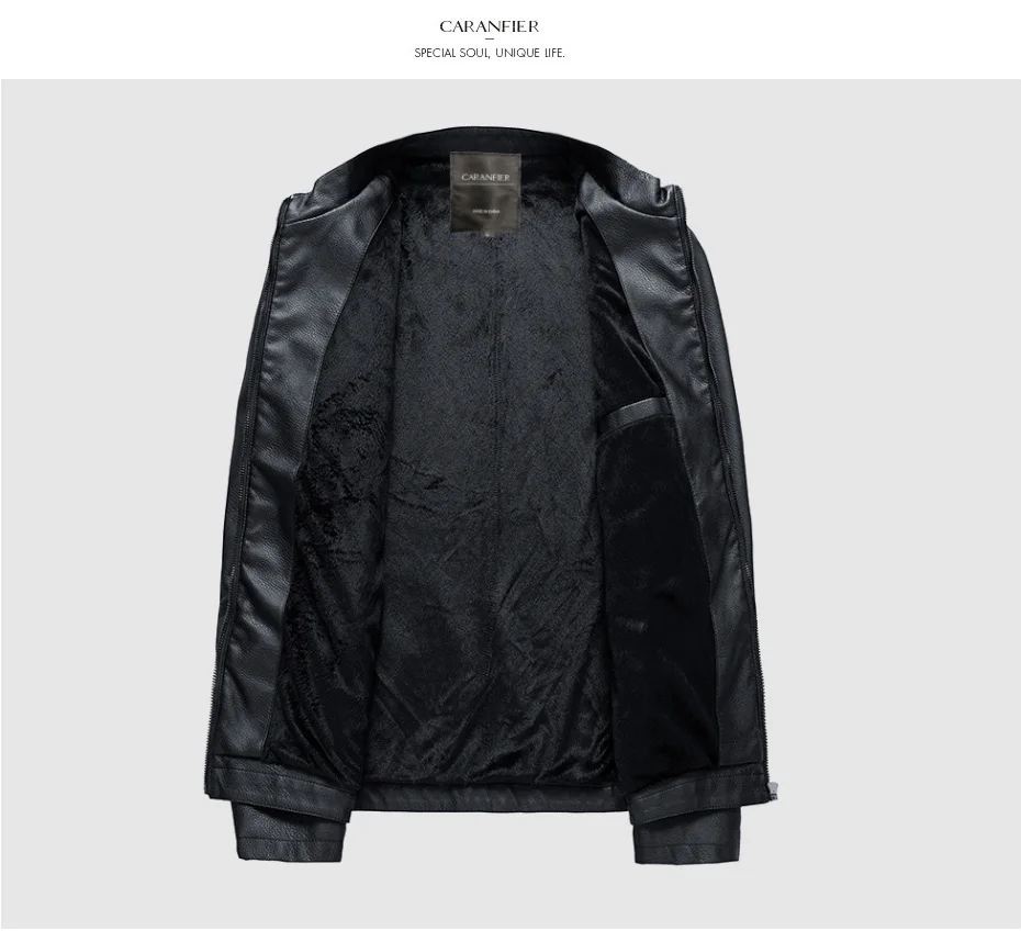 CARANFIER бренд осенне-зимняя повседневная куртка из искусственной кожи на молнии мотоциклетная кожаная куртка мужская приталенная Мужская куртка и пальто