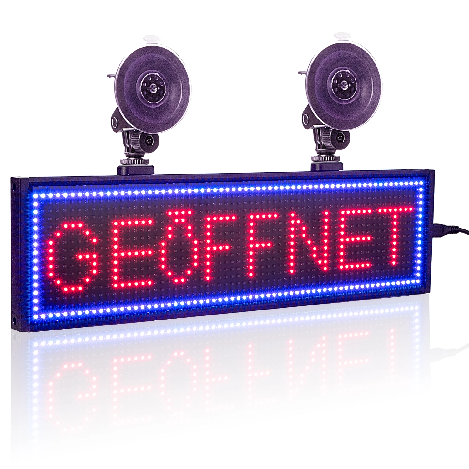 Led Car Sign RGB WiFi or By PC Programmable Scrolling Message Nylon Straps  LED Display For Car Window with Sucker Cups 34CM