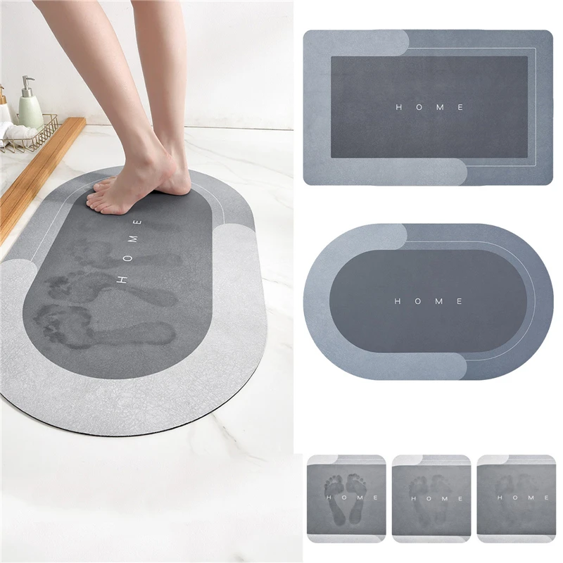 Tapis de salle de bain mince super absorbant à séchage rapide antidérapant  s'adapte sous la porte-tapis de sol de salle de bain lavable-tapis de douche  pour devant la baignoire, la salle de