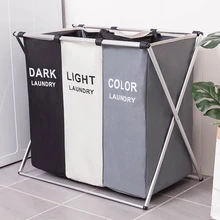 Dirty Clothes Waterproof Storage Basket Three Grid Organizer Home bathroom Collapsible Large Laundry Hamper Basket Drop shipping