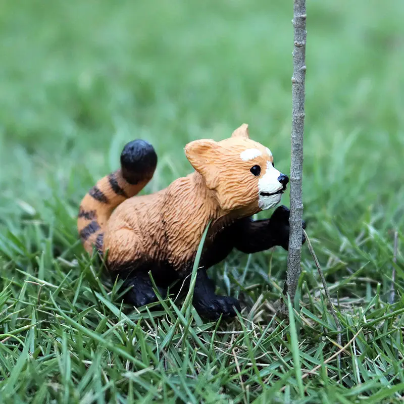 Cute Miniature Figurines Raccoon Red Panda Solid Simulation Animal
