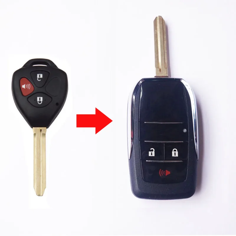 2Pcs Remote Key Case Shell for Toyota Hilux Corolla Rav4 Corolla 2 Buttons Fob 