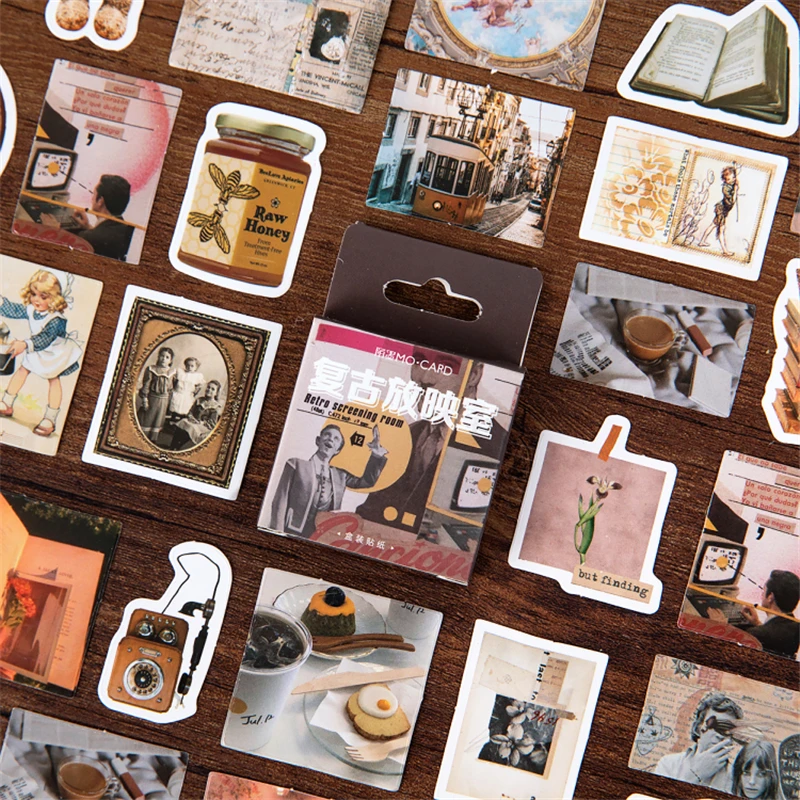 

46pcs Retro Library Room Stickers Mini Vintage Zakka Sticker CreativeDIY Art Decoration Adhesive Diary Gift Letter Seal H6584