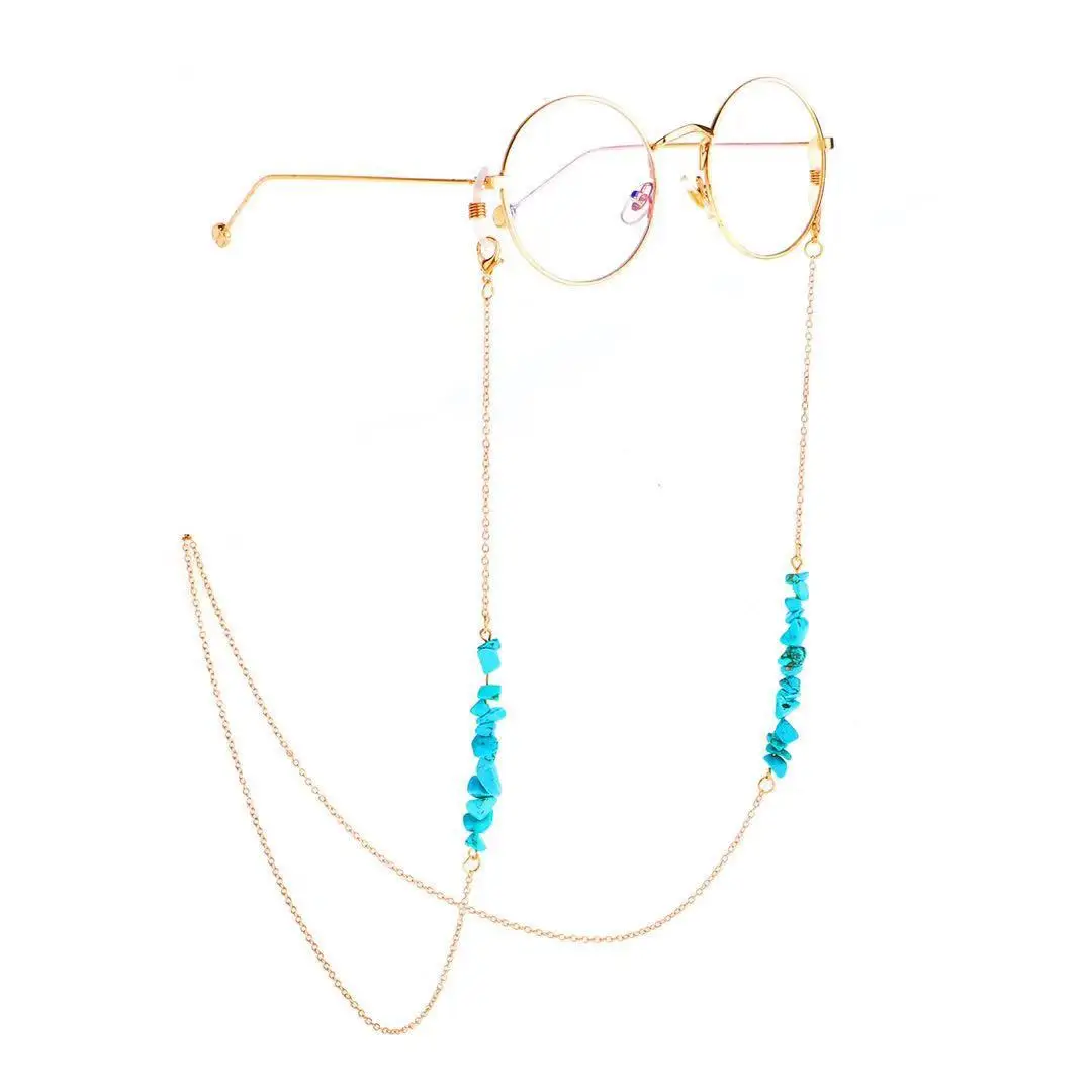 

2020 bohemian Irregular Blue Stone Beads Sunglasses Lanyard Strap Fashion Necklace Glasses Chain Cord For Reading Glasses