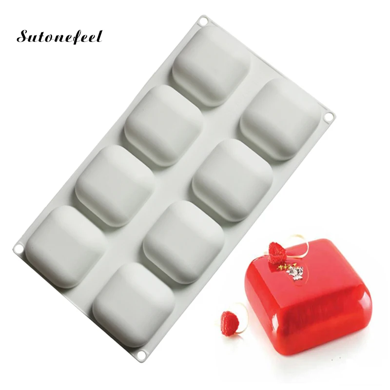 8 Square Shape Silicone Mold Chocolate Cake Ice Cube Maker Dessert Mousse Baking Form Decoration Tool | Дом и сад