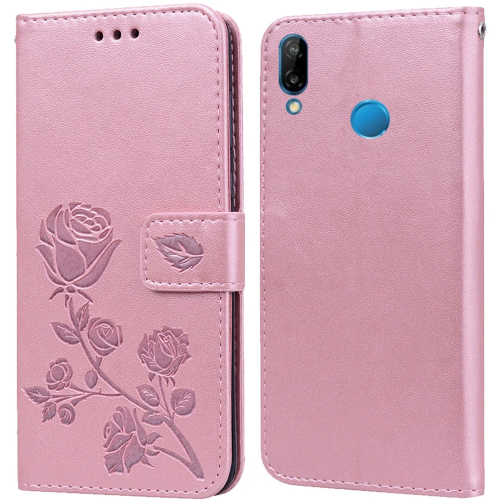 Luxury Leather Flip Book Case for Huawei Honor Play COR L29 3 Rose Flower Wallet Stand Phone Cover Bag coque | Мобильные телефоны и