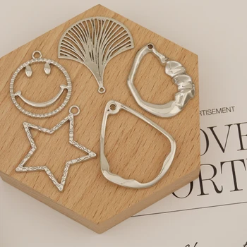 

HAOSAW Choose 6Pcs/Lot Rhodium Colors/Zinc Alloy Charms/Loop/Smile Face/Hollow Out Design/Jewelry Accessories/Earring Findings