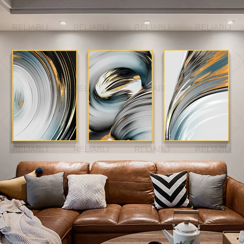 Quadri moderni astratti blu oro marmo liquido dipinti su tela stampe Poster  immagini per pareti per soggiorno decorazioni per interni - AliExpress