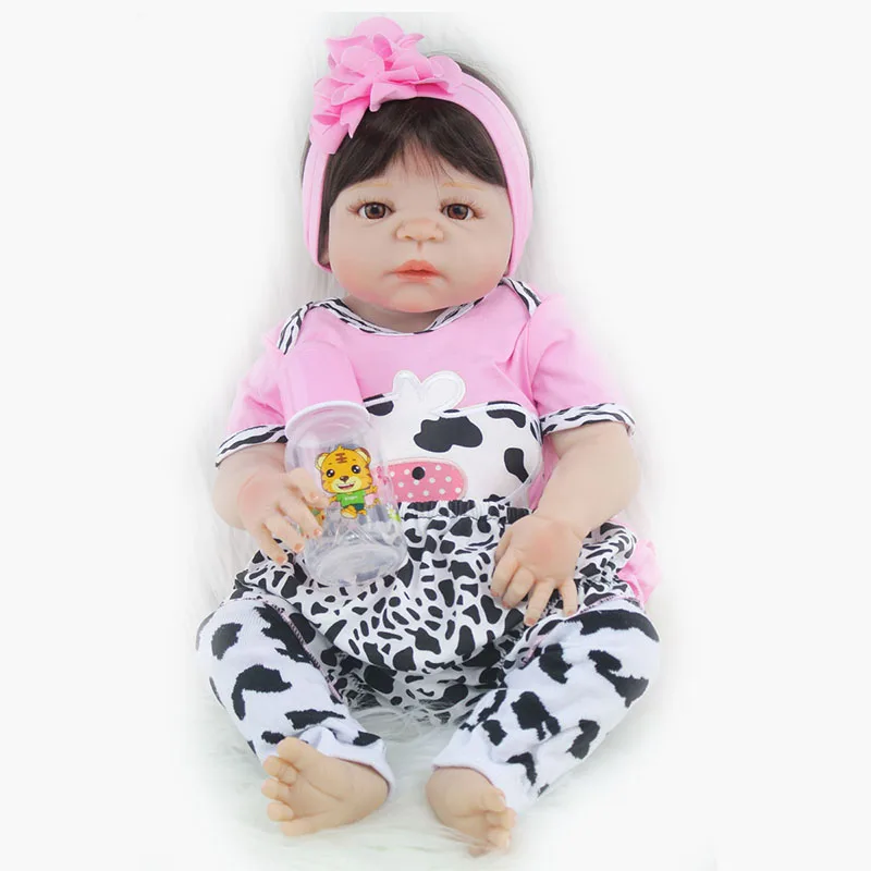 Christmas Kid Reborn doll 22'' Full Body Silicone Reborn Girl Baby Doll Toy Lifelike Newborn Princess Babies Doll Fashion Kids C